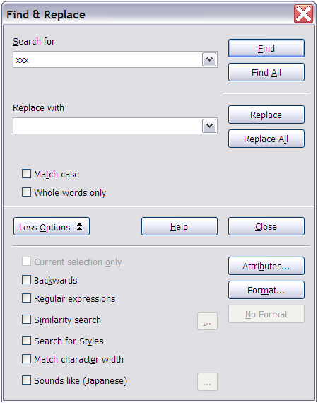 Figure 8: The Find & Replace dialog