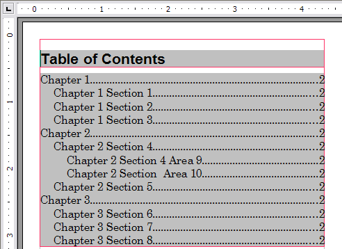 Table of contents example