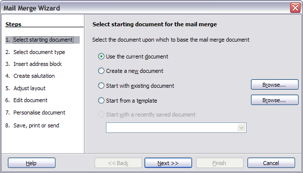 Select starting document