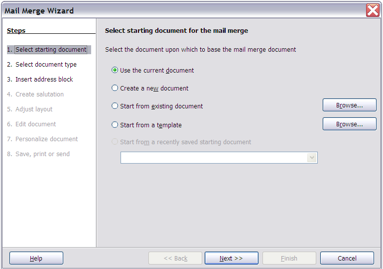 Select starting document