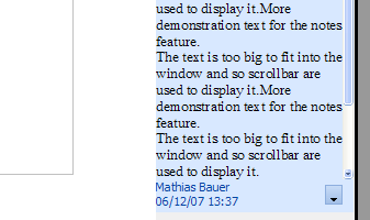 Example for note with scroll bars