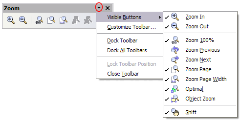 Figure 15: An arrow on a floating toolbar indicates that there are additional functions available.