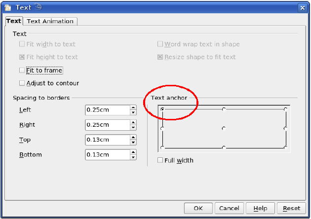 Figure 15: The Text dialog