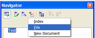 Inserting a subdocument using the Navigator