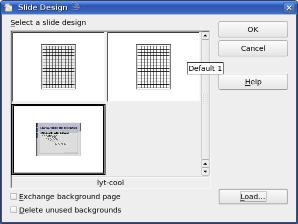 Figure 5: Selecting a slide (page) design