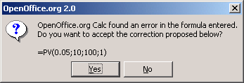 Figure 2: Function error message
