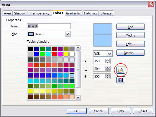 Figure 12. Changing the color palette