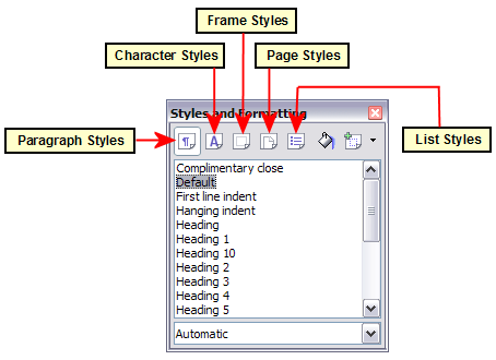 Styles and Formatting window