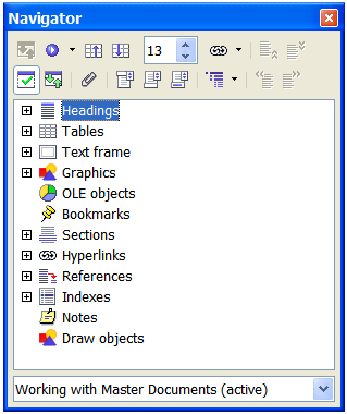 Navigator for a text document