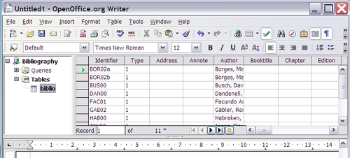 Figure 6: The Data Source Explorer in Writer
