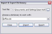 Figure 2: Choosing an OOo dictionary for words imported from Microsoft Word